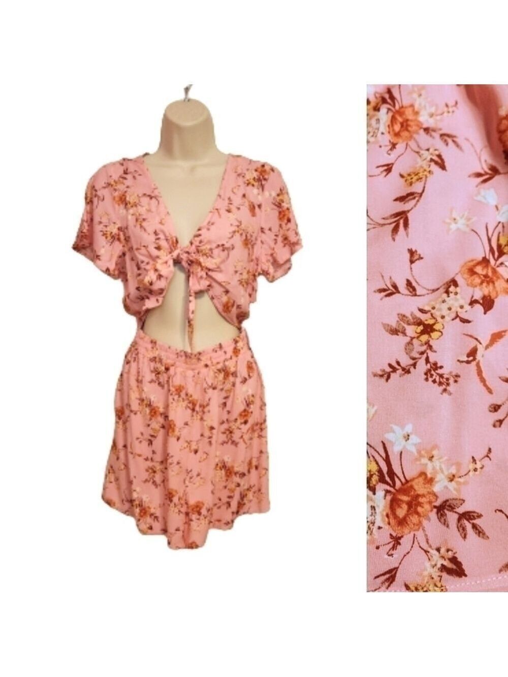 Bebop Floral Print Romper Pink Medium